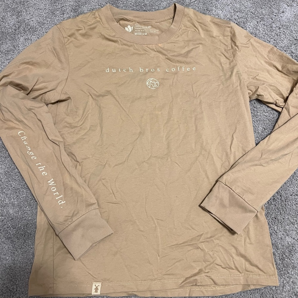 Dutch Bros Long Sleeve Shirt Dutch Brothers Beige Size Medium Change The World